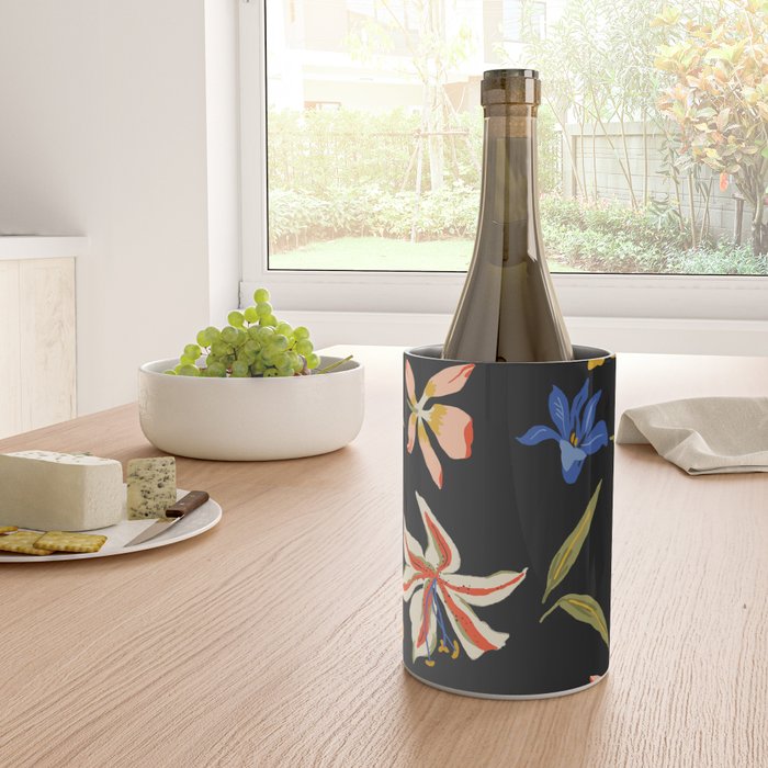  seamless floral pattern with flowers on a dark background Wine Chiller Gallery Image 4