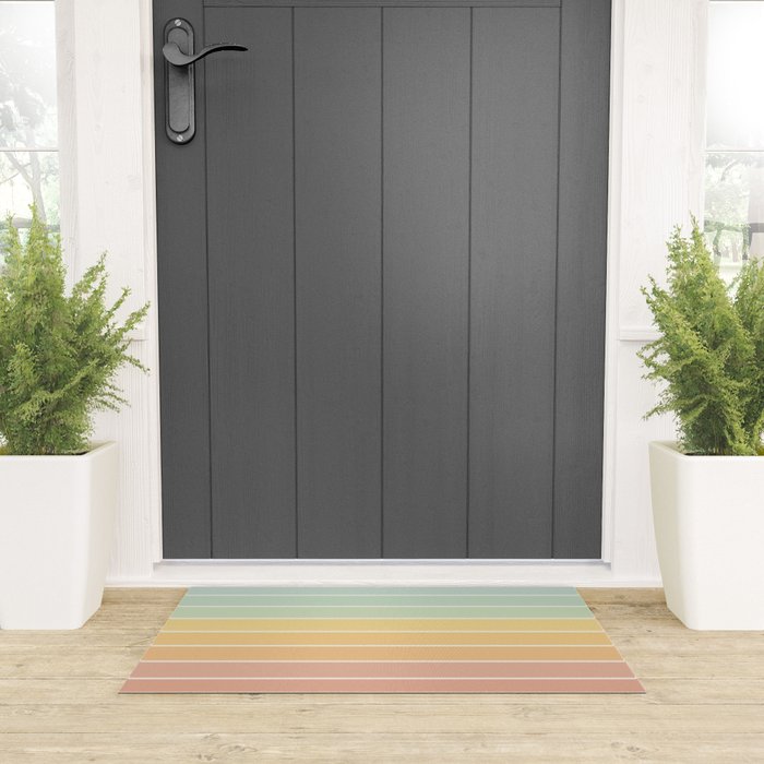 Gradient Arch XIV Pastel Mid Century Modern Rainbow Welcome Mat Gallery Image 3
