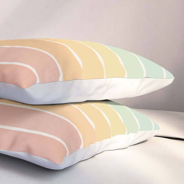 Gradient Arch XIV Pastel Mid Century Modern Rainbow Pillow Sham Gallery Image 3