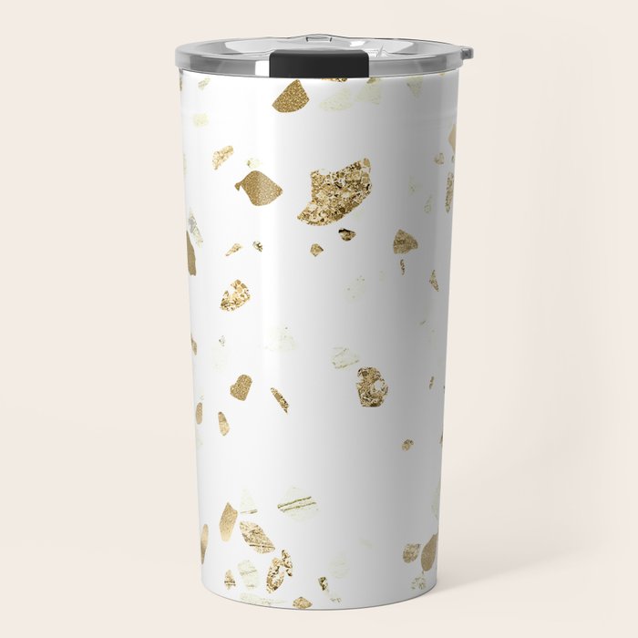 Metallic Gold Terrazzo Sparkle Travel Mug Gallery Image 1