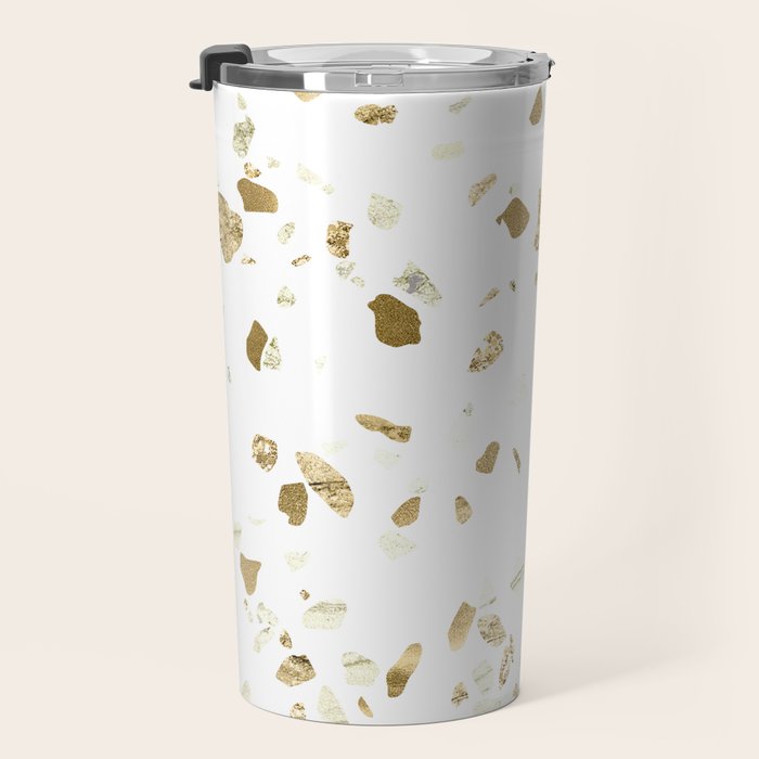 Metallic Gold Terrazzo Sparkle Travel Mug Gallery Image 3