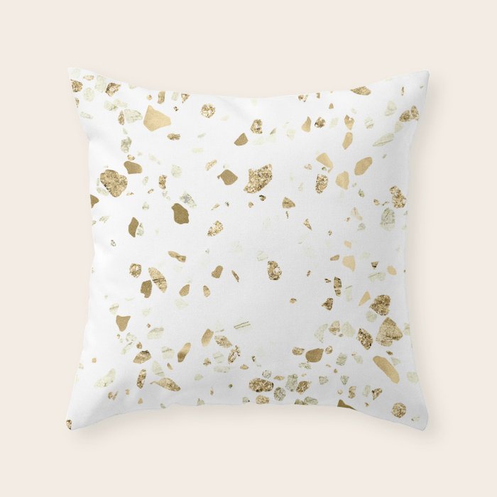 Metallic Gold Terrazzo Sparkle Throw Pillow Gallery Image 1