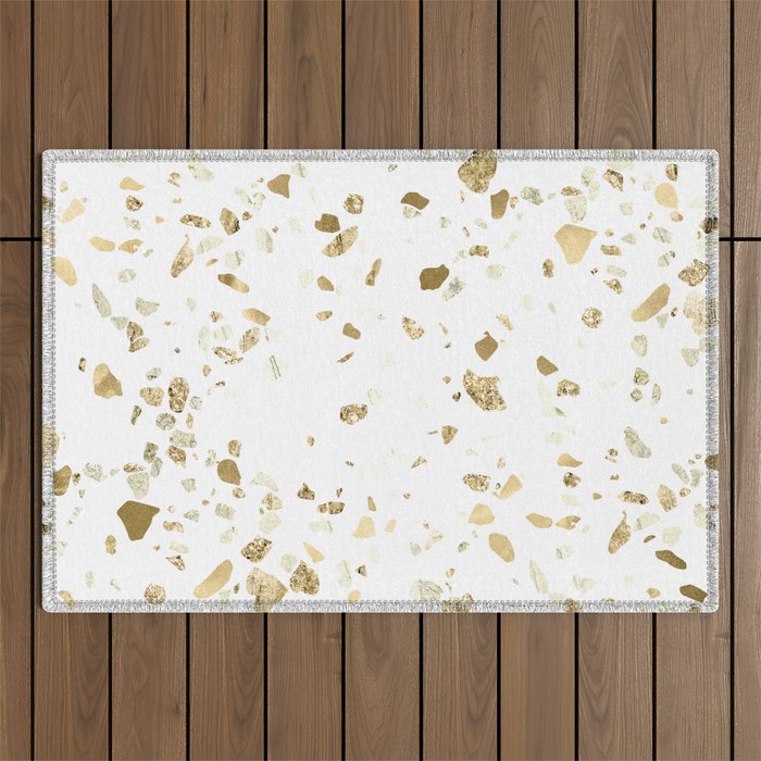 Metallic Gold Terrazzo Sparkle Outdoor Rug Gallery Image 1