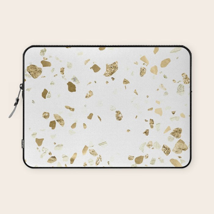 Metallic Gold Terrazzo Sparkle Laptop Sleeve Gallery Image 1