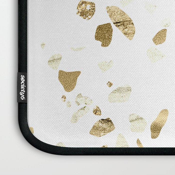 Metallic Gold Terrazzo Sparkle Laptop Sleeve Gallery Image 3