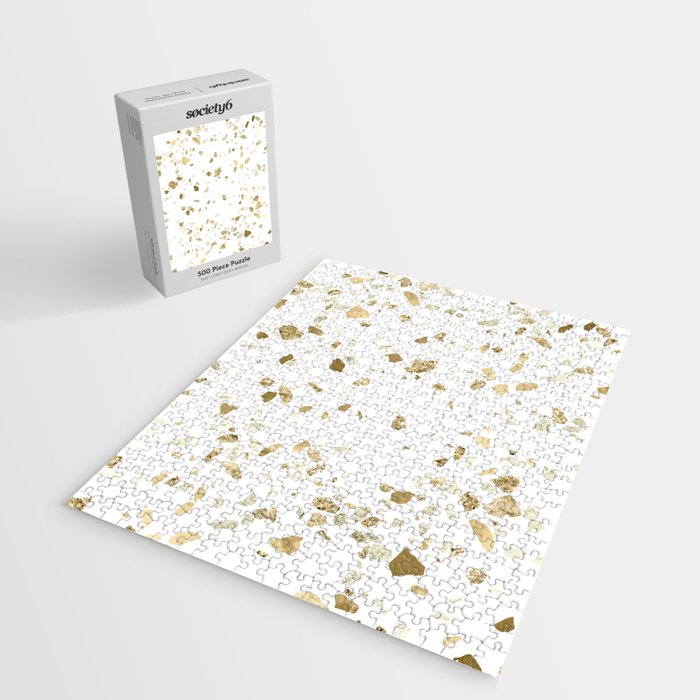 Metallic Gold Terrazzo Sparkle Jigsaw Puzzle Gallery Image 2