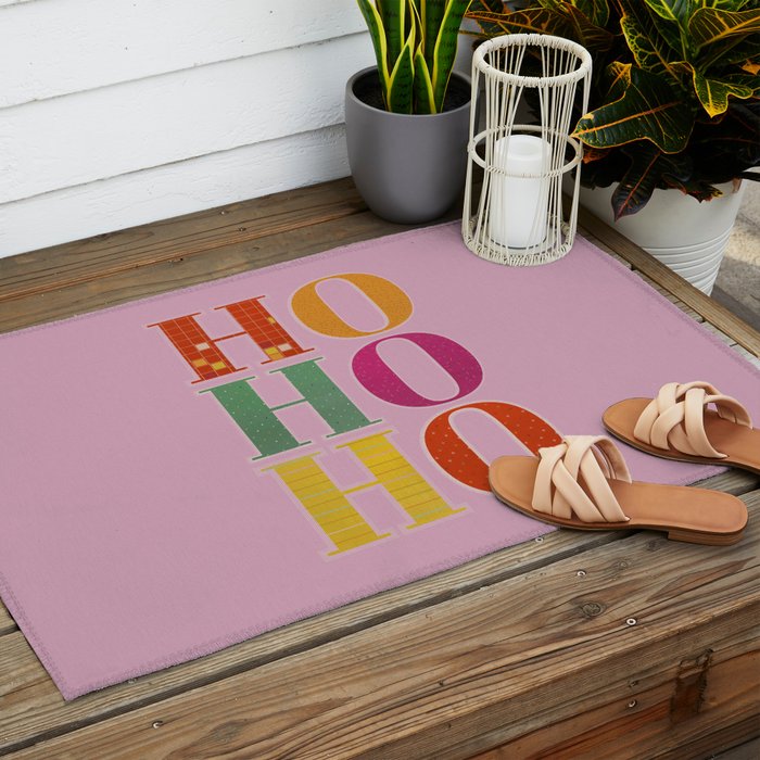 HO HO HO Festive Letters Outdoor Rug Gallery Image 2