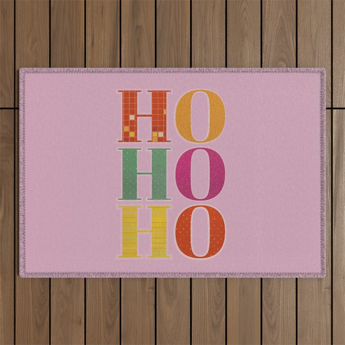 HO HO HO Festive Letters Outdoor Rug Gallery Image 1