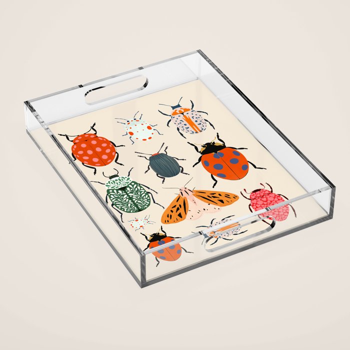 Beetles and butterfies Acrylic Tray Gallery Image 1
