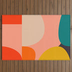 geometry shape mid century organic blush curry teal Outdoor Rug Gallery Image 2