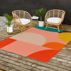 geometry shape mid century organic blush curry teal Outdoor Rug Gallery Image 2