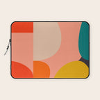geometry shape mid century organic blush curry teal Laptop Sleeve Gallery Image 1