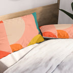 geometry shape mid century organic blush curry teal Pillow Sham Gallery Image 2