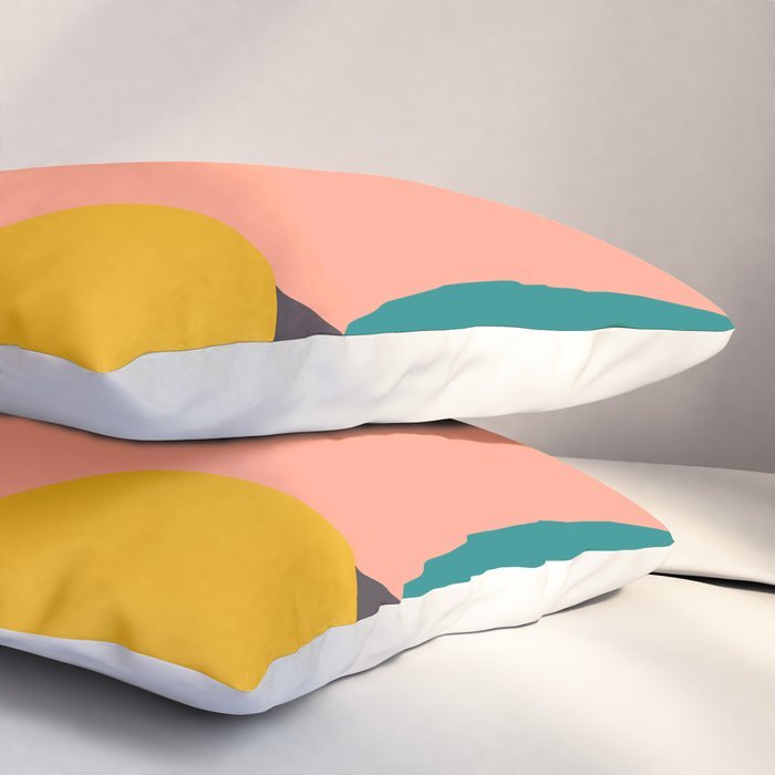 geometry shape mid century organic blush curry teal Pillow Sham Gallery Image 3