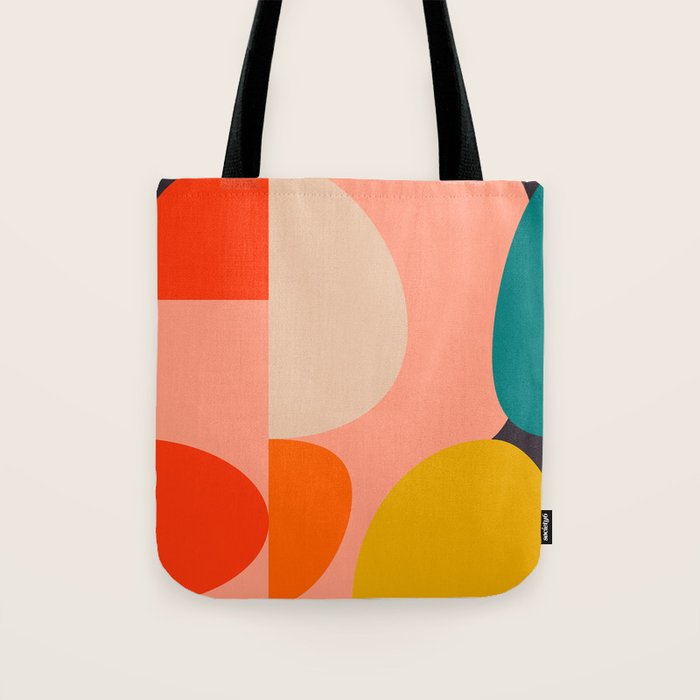geometry shape mid century organic blush curry teal Tote Bag Gallery Image 1