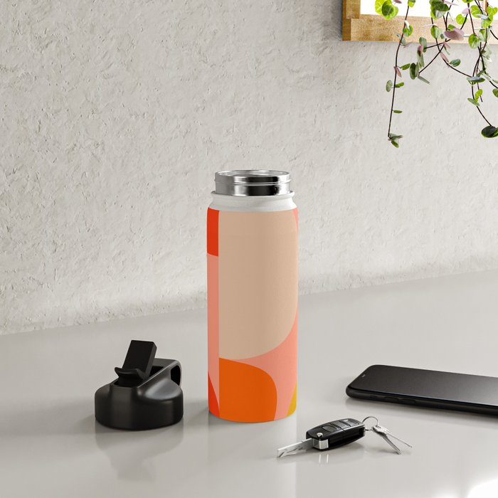 geometry shape mid century organic blush curry teal Water Bottle Gallery Image 4
