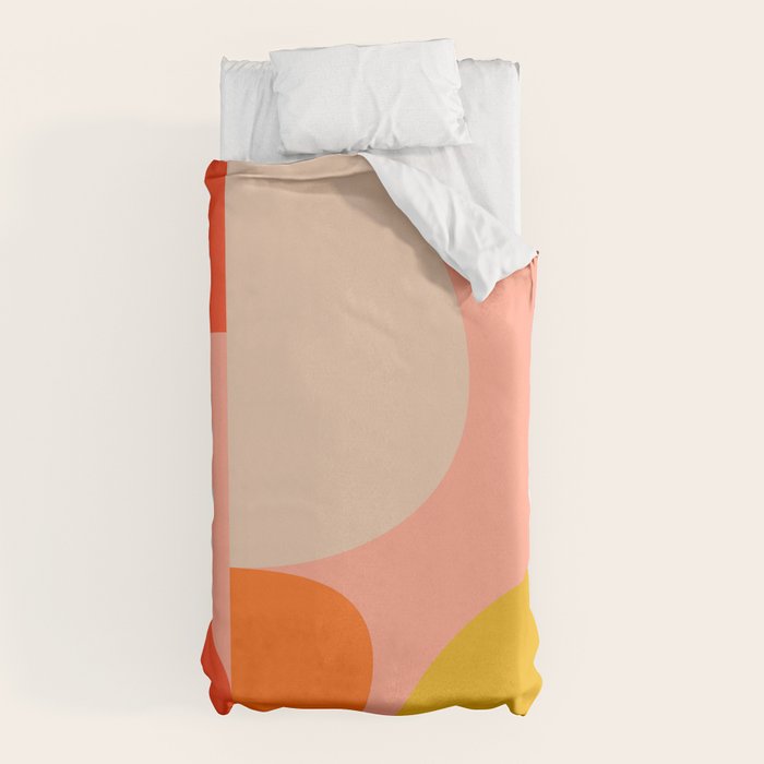 geometry shape mid century organic blush curry teal Duvet Cover Gallery Image 10