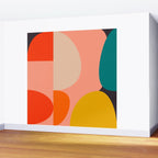 geometry shape mid century organic blush curry teal Wall Mural Gallery Image 2