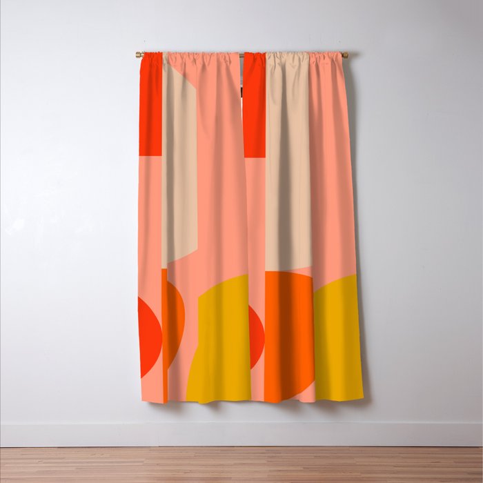 geometry shape mid century organic blush curry teal Window Curtain Gallery Image 3