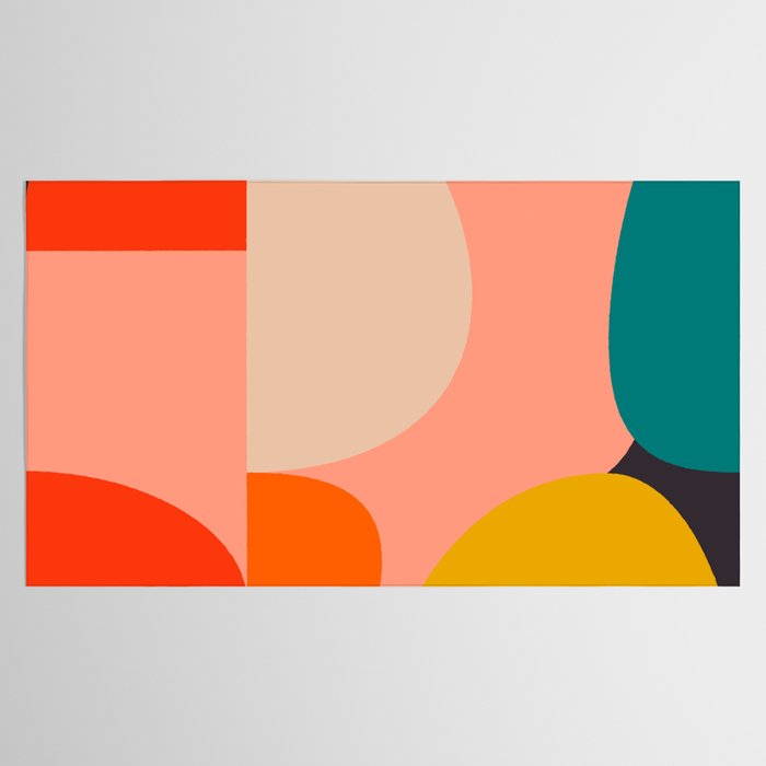 geometry shape mid century organic blush curry teal Tablecloth Gallery Image 2