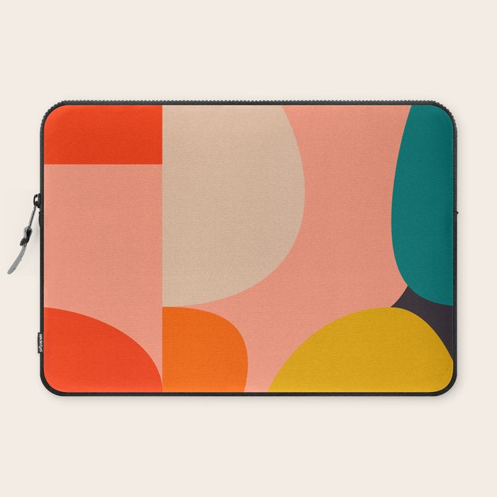 geometry shape mid century organic blush curry teal Laptop Sleeve Gallery Image 2