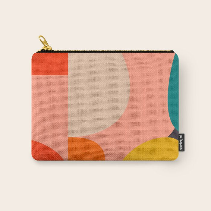 geometry shape mid century organic blush curry teal Carry All Pouch Gallery Image 1