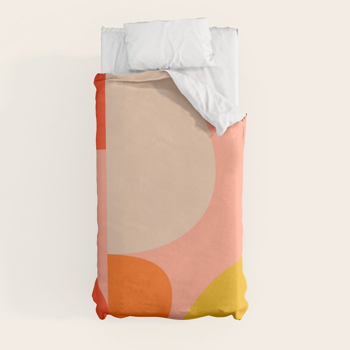 geometry shape mid century organic blush curry teal Duvet Cover Gallery Image 9