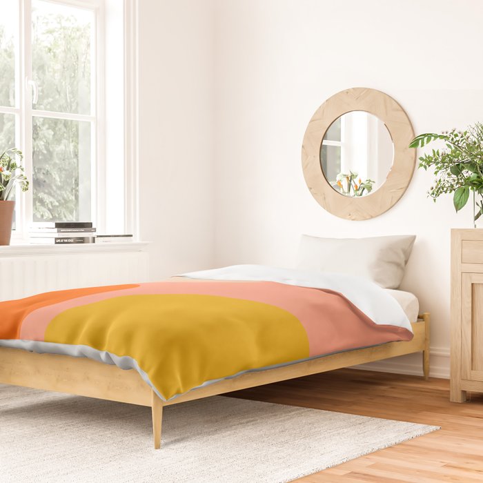 geometry shape mid century organic blush curry teal Duvet Cover Gallery Image 2