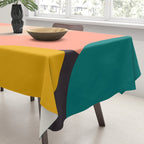 geometry shape mid century organic blush curry teal Tablecloth Gallery Image 3