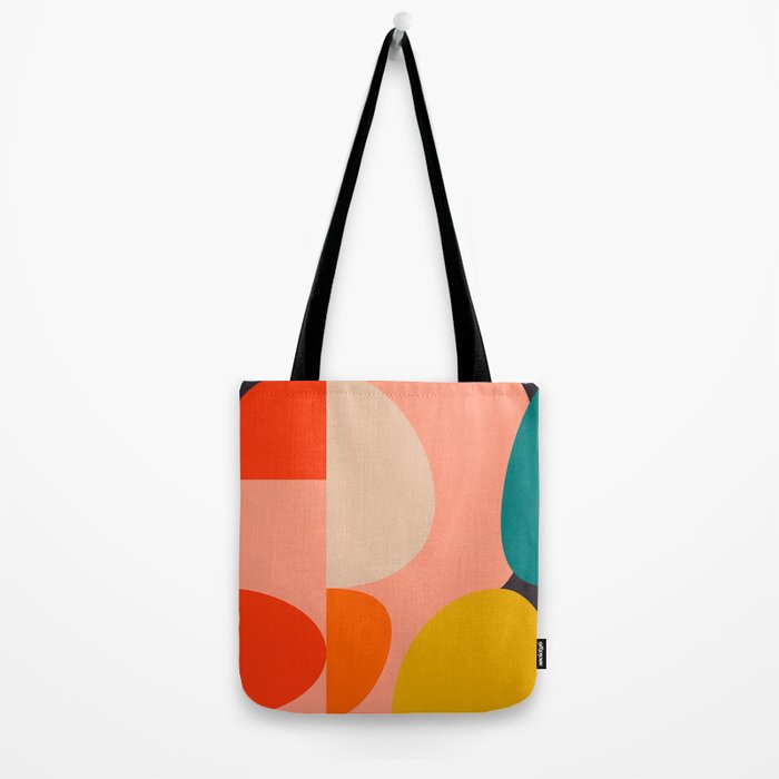 geometry shape mid century organic blush curry teal Tote Bag Gallery Image 2