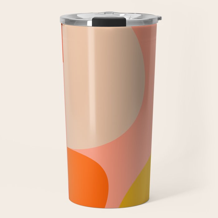 geometry shape mid century organic blush curry teal Travel Mug Gallery Image 1