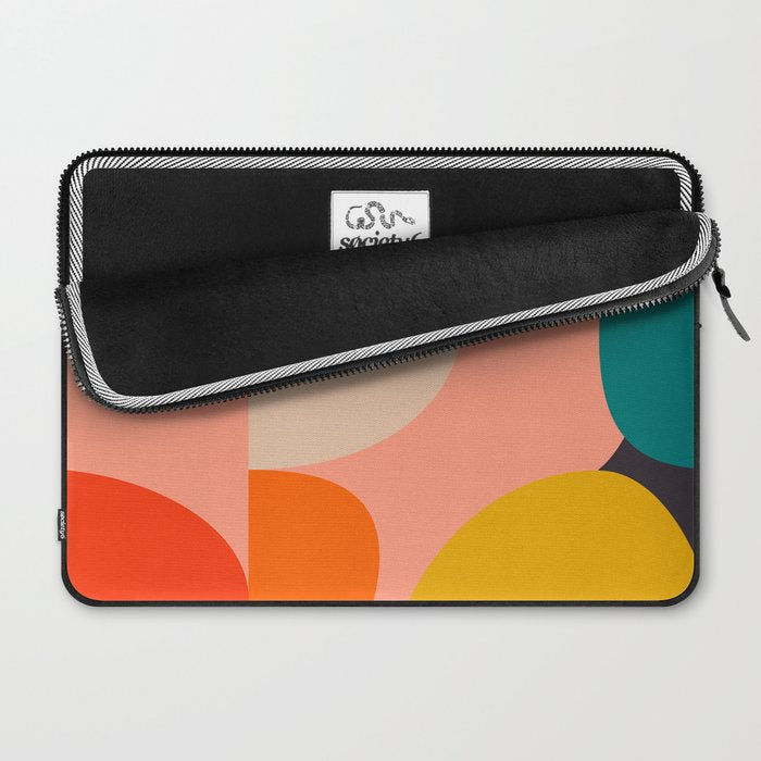 geometry shape mid century organic blush curry teal Laptop Sleeve Gallery Image 2