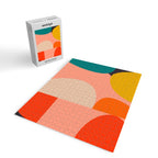 geometry shape mid century organic blush curry teal Jigsaw Puzzle Gallery Image 2