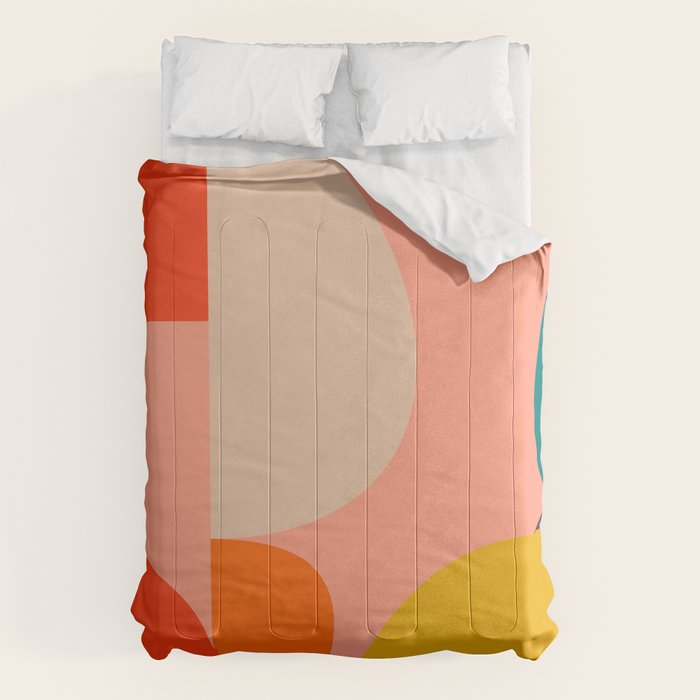 geometry shape mid century organic blush curry teal Comforter Gallery Image 6
