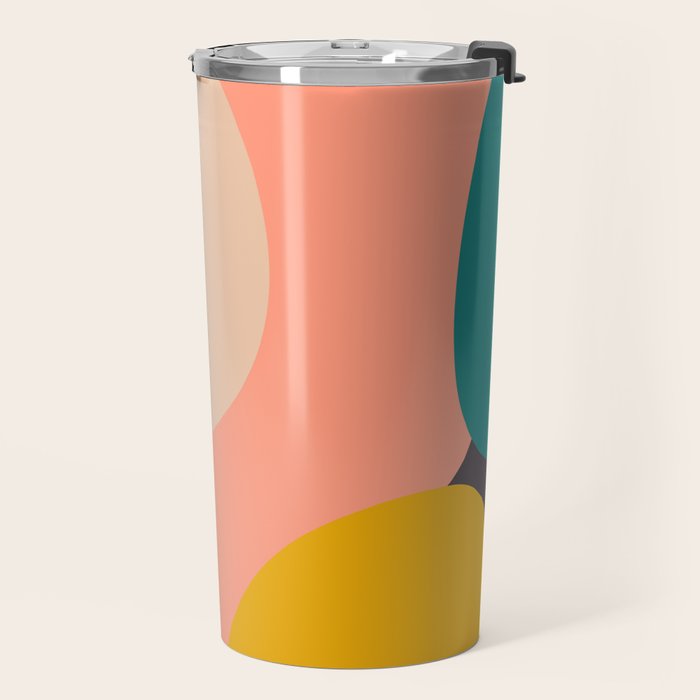geometry shape mid century organic blush curry teal Travel Mug Gallery Image 2