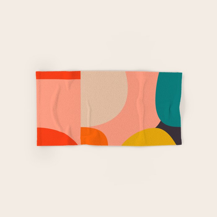 geometry shape mid century organic blush curry teal Bath Towel Gallery Image 1