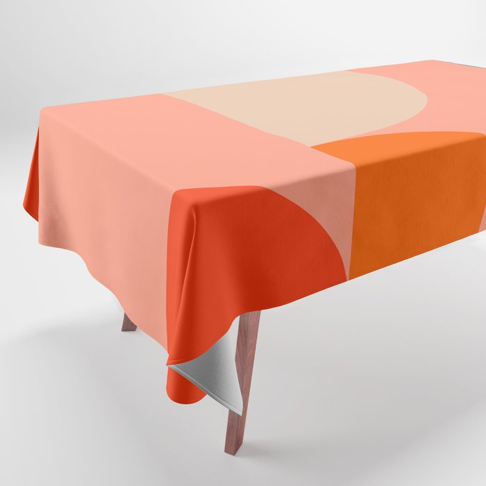 geometry shape mid century organic blush curry teal Tablecloth Gallery Image 1