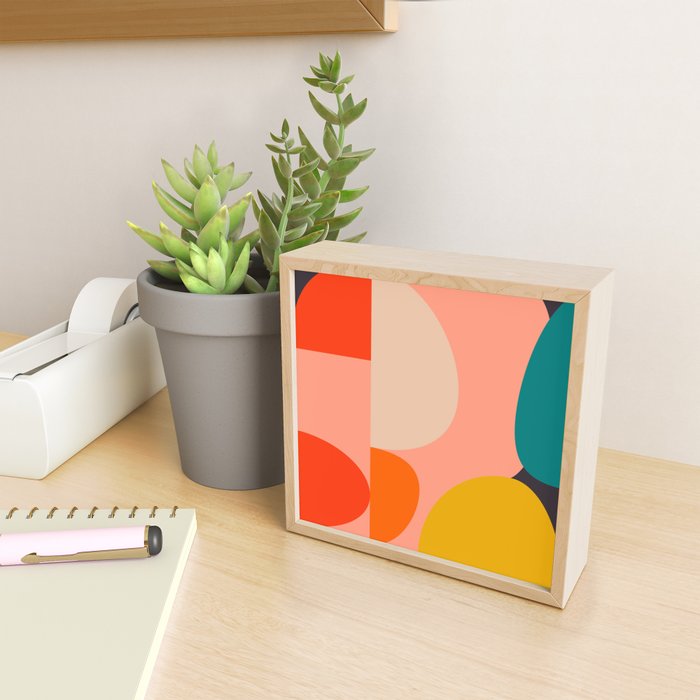 geometry shape mid century organic blush curry teal Mini Art Print Gallery Image 2