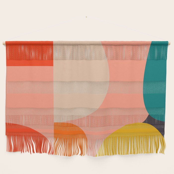 geometry shape mid century organic blush curry teal Wall Hanging Gallery Image 1