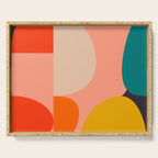 geometry shape mid century organic blush curry teal Serving Tray Gallery Image 1