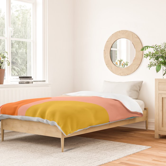 geometry shape mid century organic blush curry teal Duvet Cover Gallery Image 2