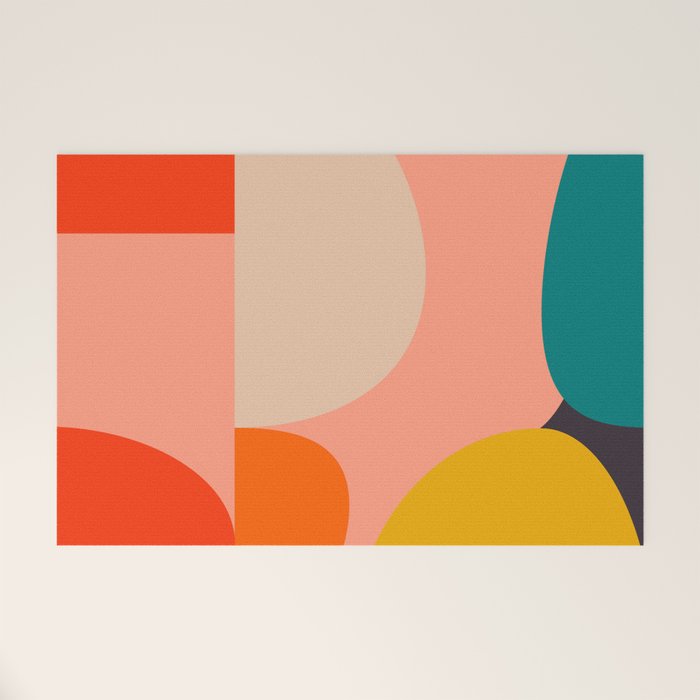 geometry shape mid century organic blush curry teal Welcome Mat Gallery Image 1