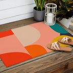 geometry shape mid century organic blush curry teal Outdoor Rug Gallery Image 2