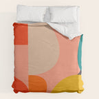 geometry shape mid century organic blush curry teal Duvet Cover Gallery Image 7