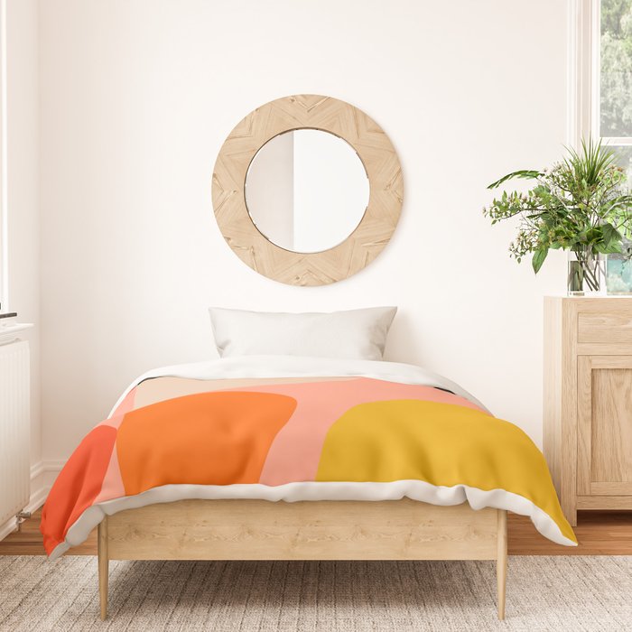 geometry shape mid century organic blush curry teal Duvet Cover Gallery Image 3
