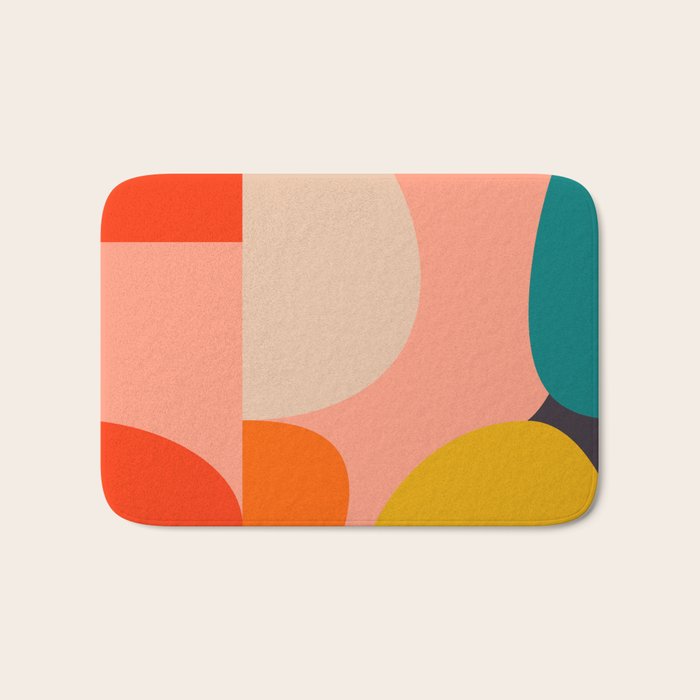 geometry shape mid century organic blush curry teal Bath Mat Gallery Image 1