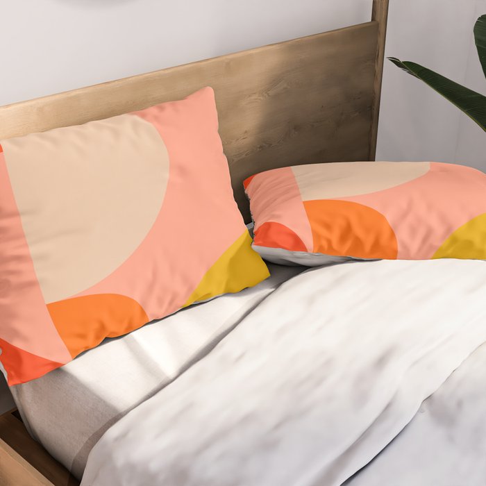 geometry shape mid century organic blush curry teal Pillow Sham Gallery Image 2