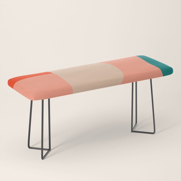 geometry shape mid century organic blush curry teal Bench Gallery Image 1