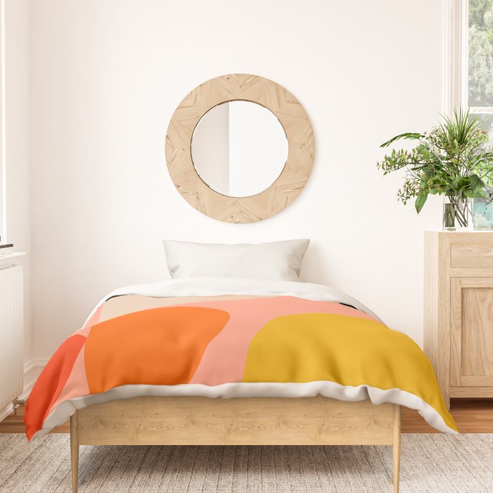 geometry shape mid century organic blush curry teal Duvet Cover Gallery Image 3