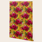 Vintage & Shabby Chic - Sunny Magenta Spring Roses Botanical Flower Garden Wallpaper Gallery Image 2